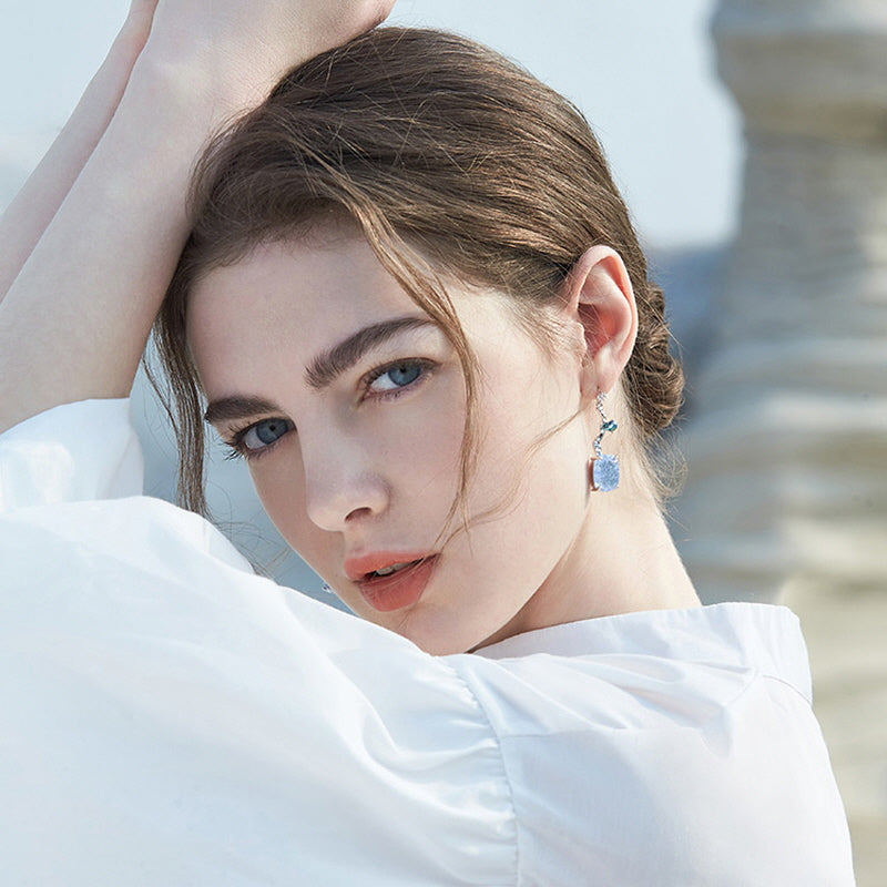 Blue Tide Crystal Earrings