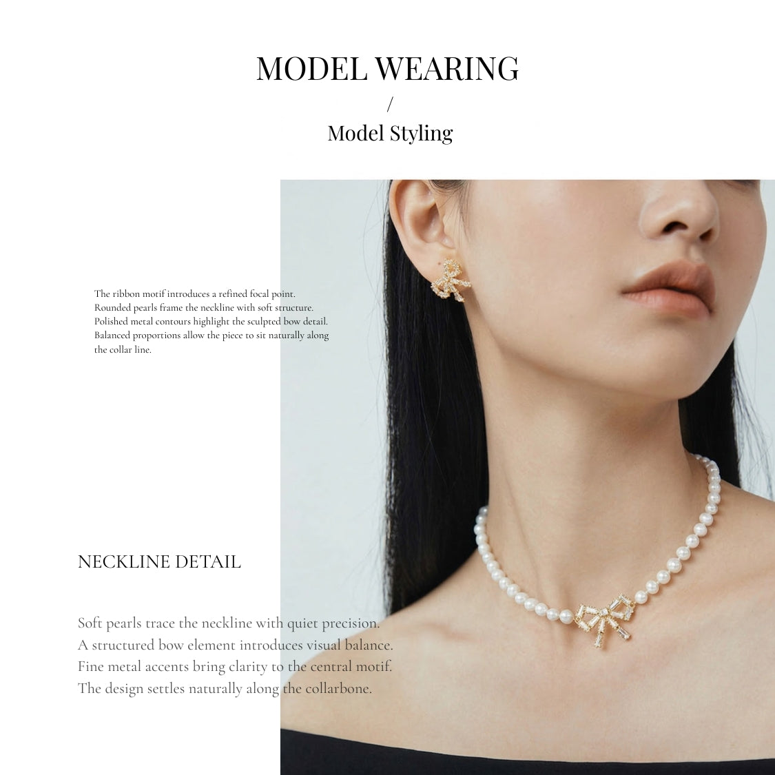 Avelisse Pearl Ribbon Necklace