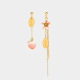 Peach & Blossom Unbalance Tassel Earrings