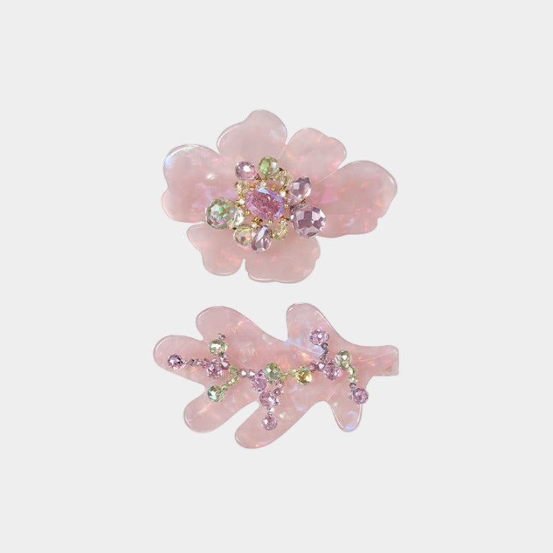 Blossom Glow Rosy Crystal Clips