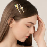 Three Daisy & Pearl Side Hair Clip