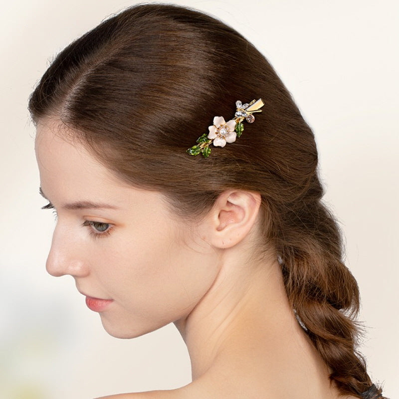 Jasmine Blossom Jade Side Hair Clip