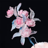 Crystal Peony Bloom U-Shaped Hair Stick