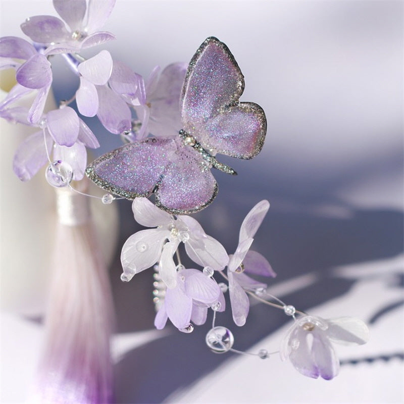 Twilight Bloom Butterfly U-Shaped Hair Stick