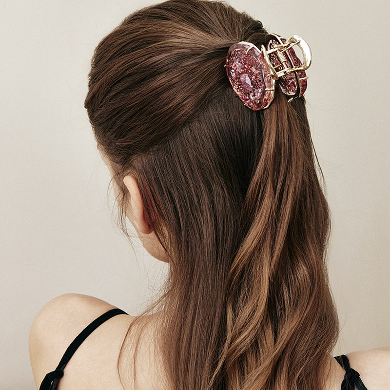 Crystal Petal Rose Claw Clip