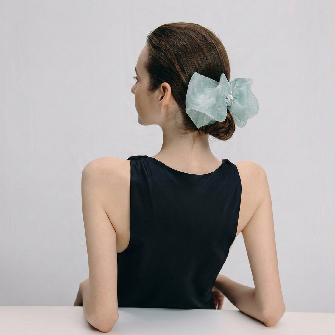 Celeste Luster Garden Bow Pin