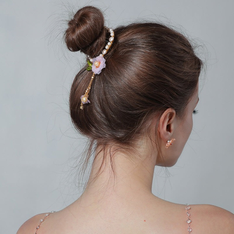 Sakura Pearl Bloom Ponytail Clip
