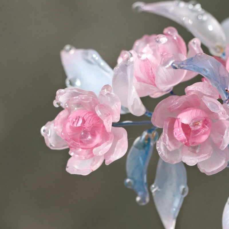 Crystal Peony Bloom U-Shaped Hair Stick