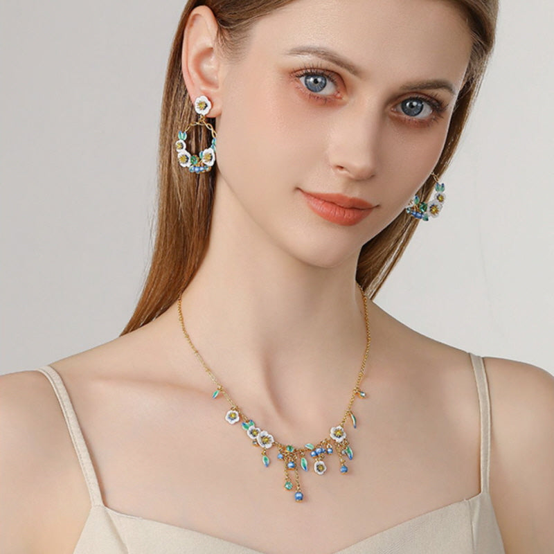 Blueberry Flower Tassel Necklace