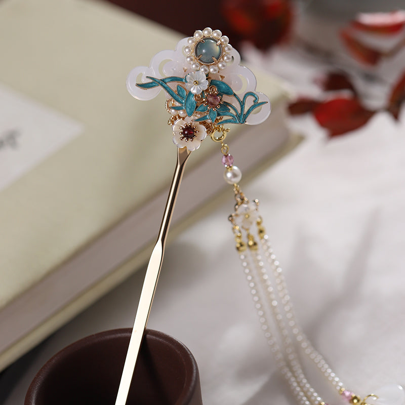 Oriental Moon and Blossom Hair Stick