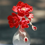Scarlet Peony U-Shaped Hair Stick