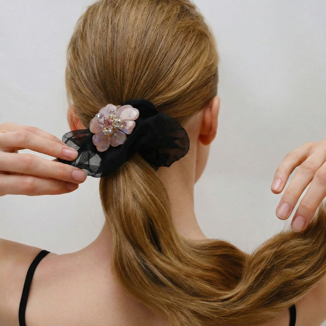 Blossom Glow Rosy Crystal Scrunchie