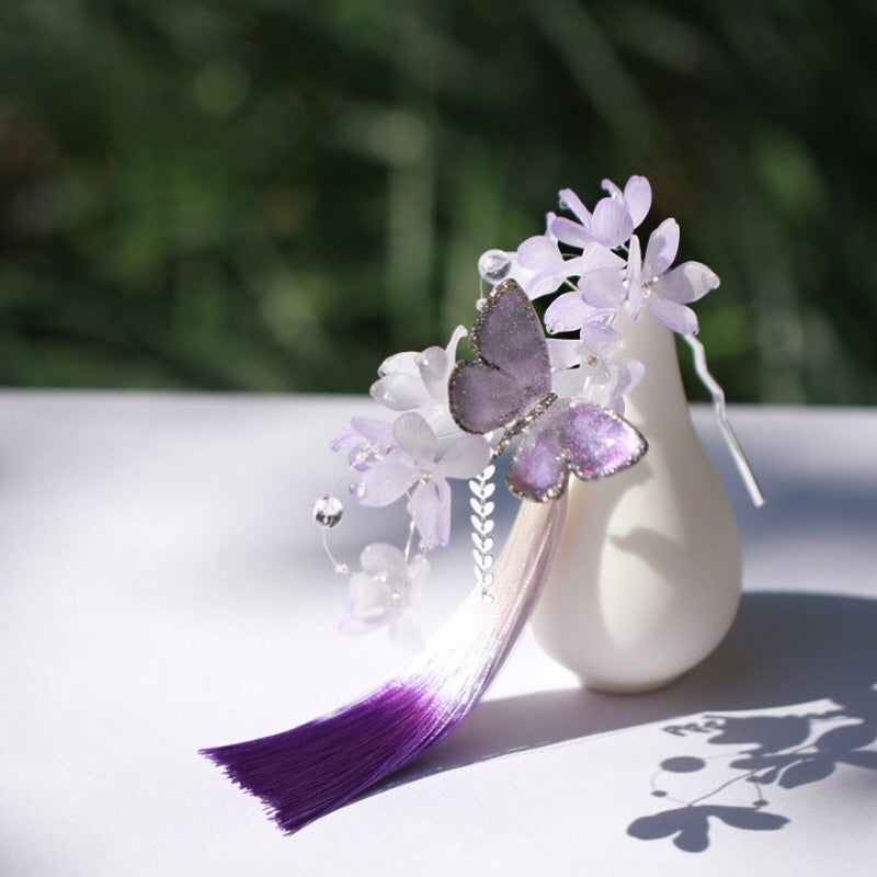 Twilight Bloom Butterfly U-Shaped Hair Stick