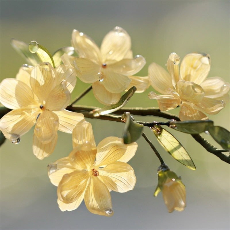 Sunlit Forsythia & Bamboo Hair Stick