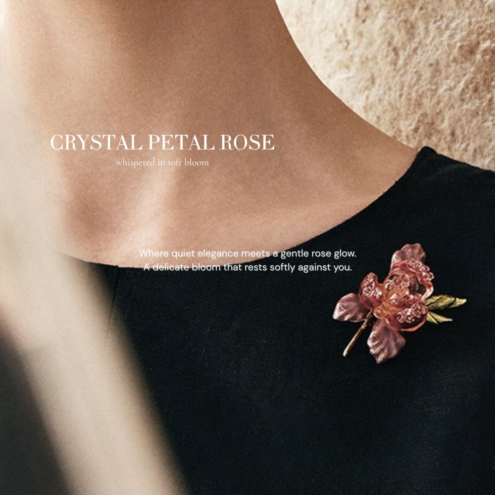Crystal Petal Rose Brooch