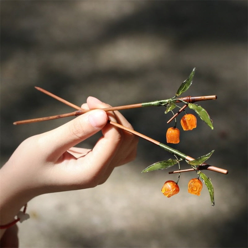 Physalis Flower Bamboo Hair Stick