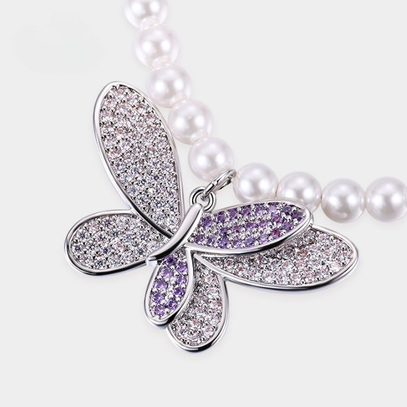 Lavender Glow Butterfly Necklace
