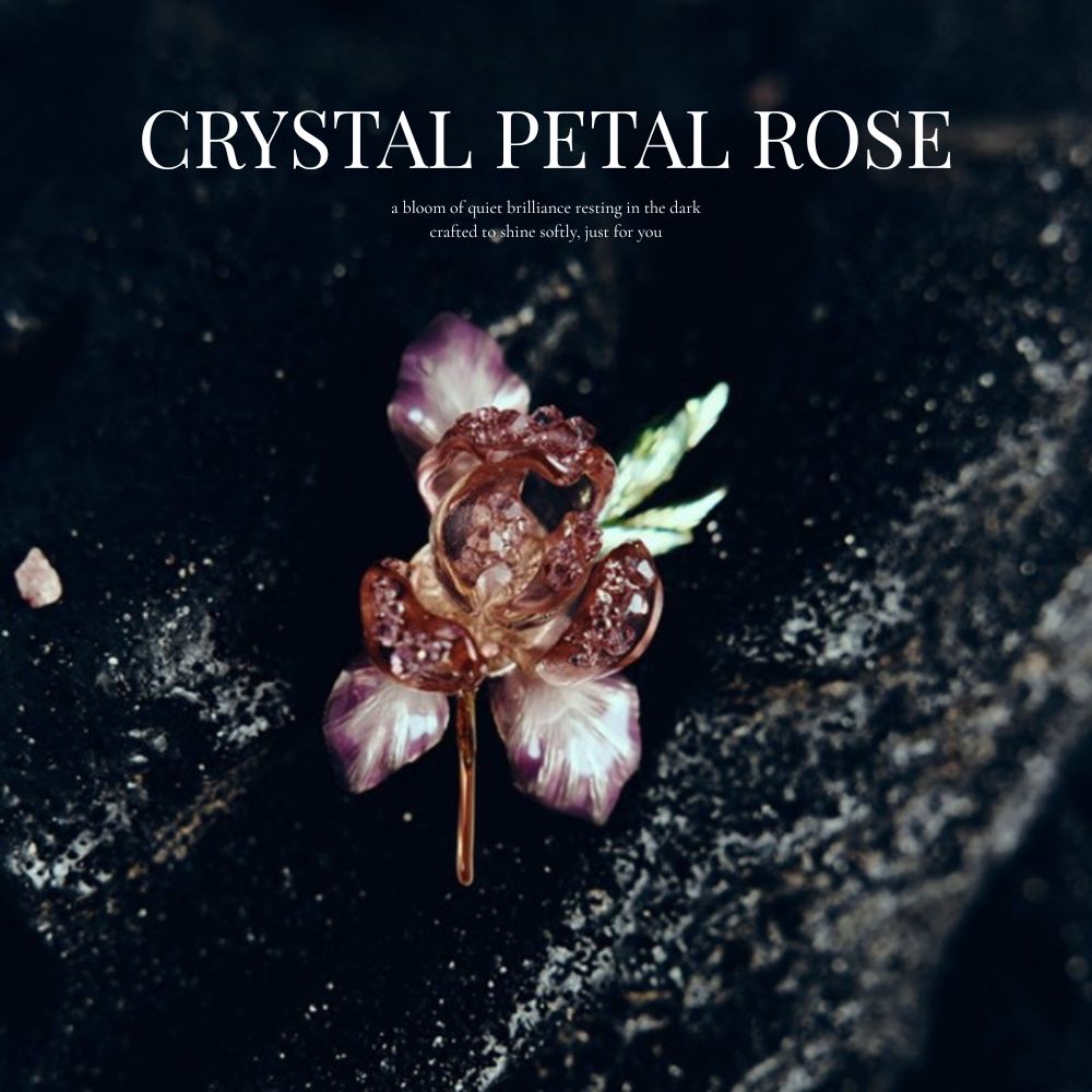 Crystal Petal Rose Brooch