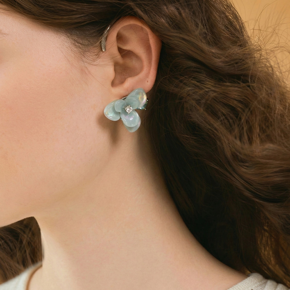 Celeste Luster Bloom Arc Earrings