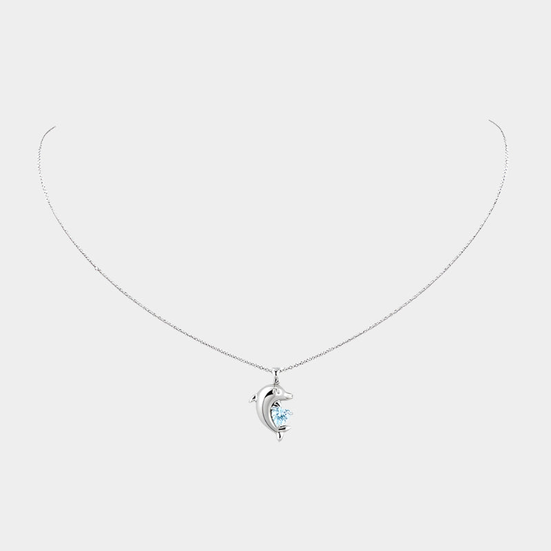 Blue Dolphin Heart Necklace