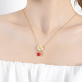 Red Apple Flower Necklace