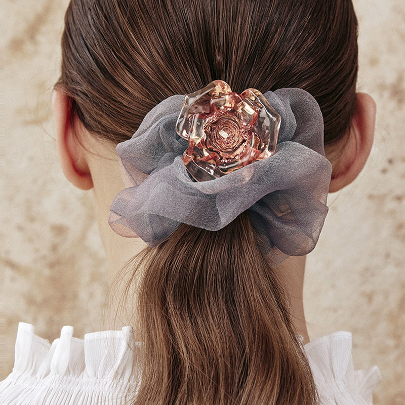 Crystal Rose Bloom Scrunchie