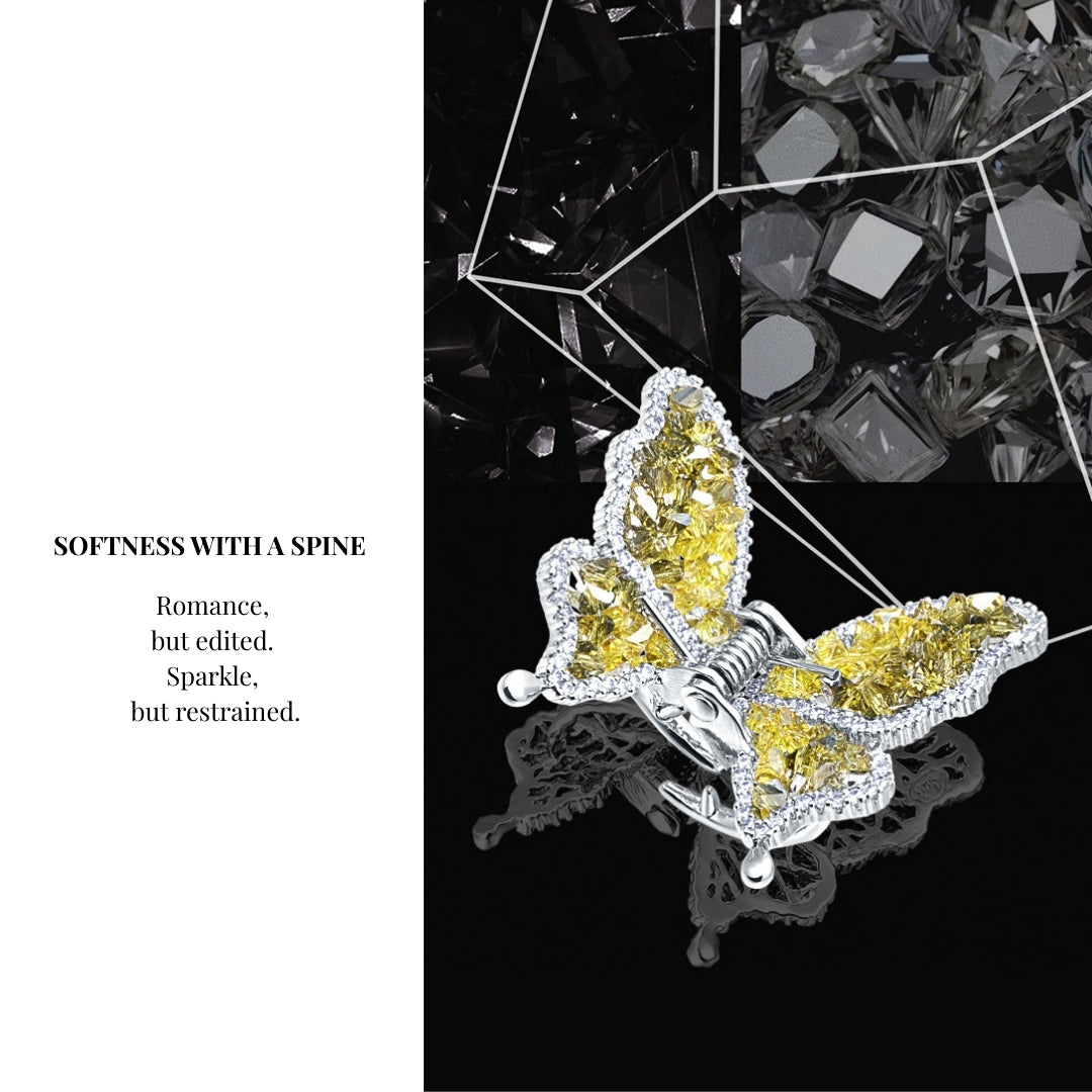 Champagne Wing Crystal Clip