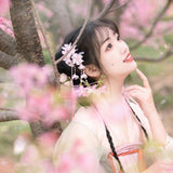 Korean Princess Cherry Blossom Tassel Hair Stick