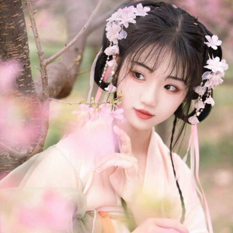 Korean Princess Cherry Blossom Tassel Hair Stick