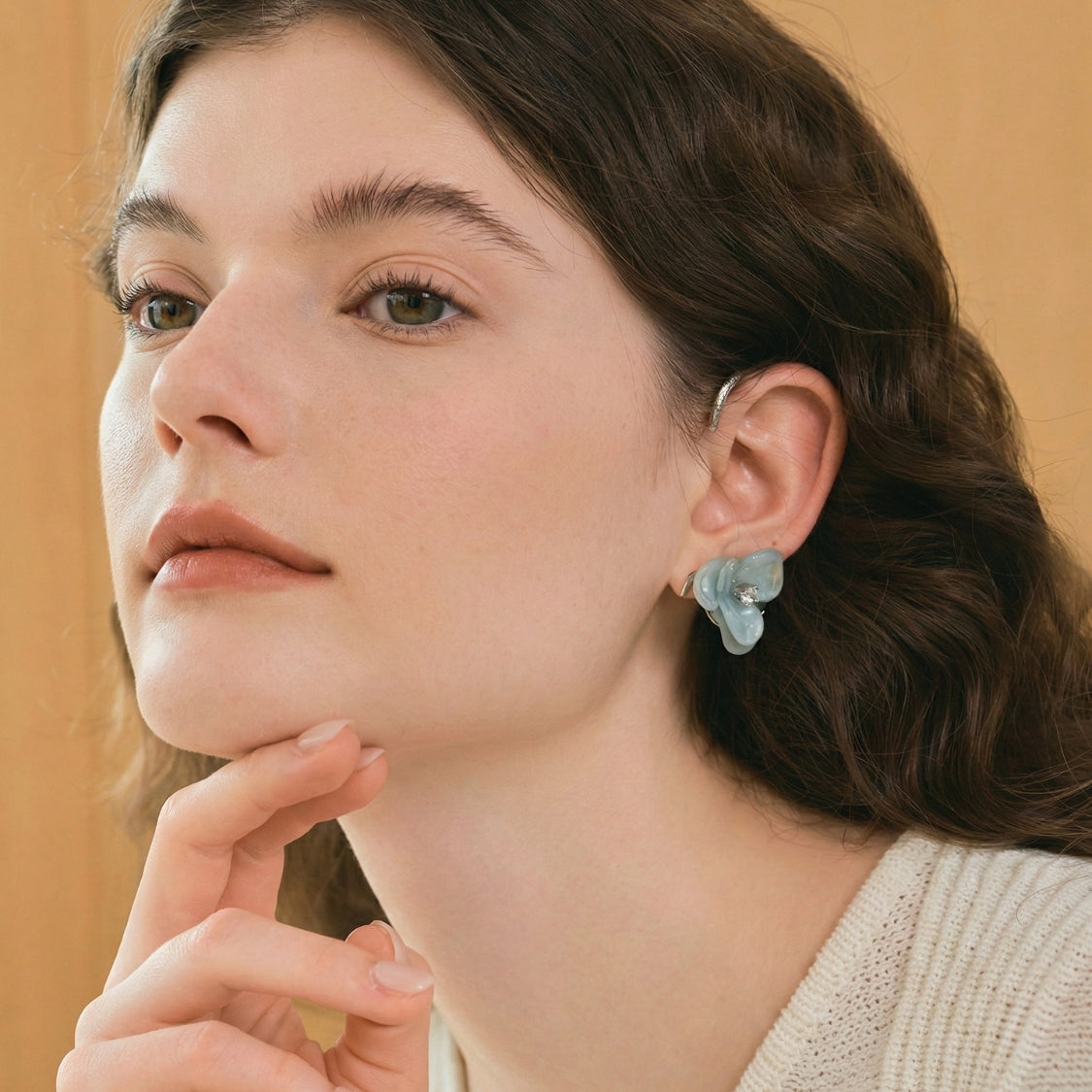 Celeste Luster Bloom Arc Earrings