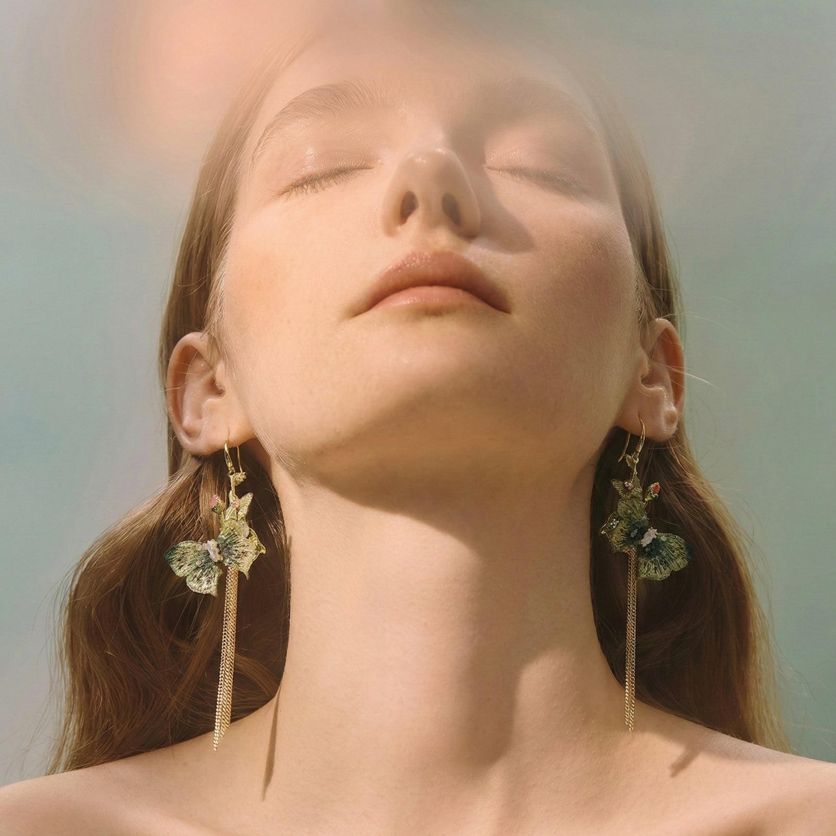 Ballet Rose Butterfly Fringe Earrings