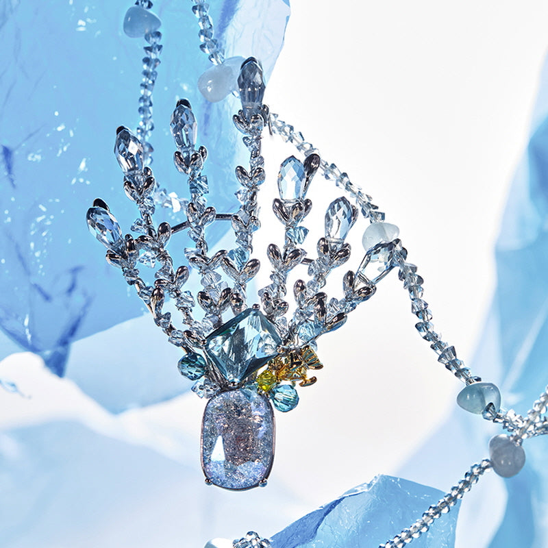 Blue Aquarelle Crest Brooch