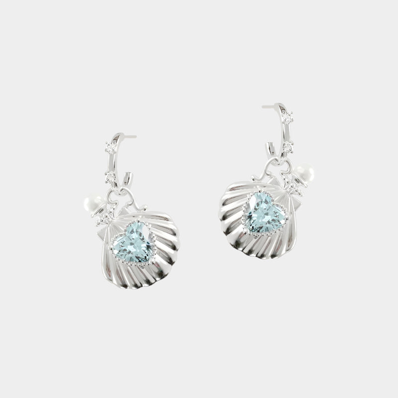 Coastal Pearl Heart Earrings