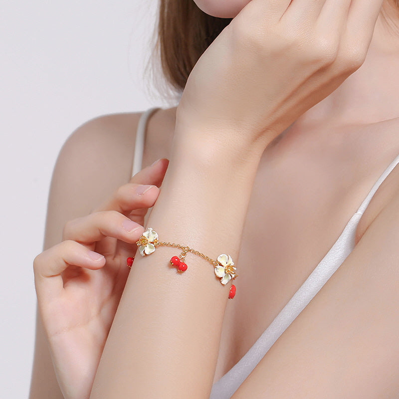 Cherry & Flower Bracelet