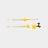 Three Daisy & Pearl Side Hair Clip