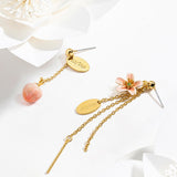 Peach & Blossom Unbalance Tassel Earrings