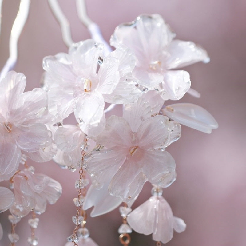 Korean Princess Cherry Blossom Tassel Hair Stick