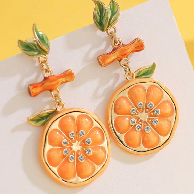 Golden Lemon Slice Earrings