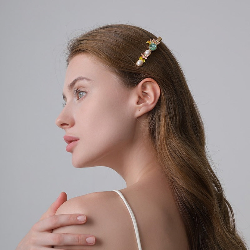Peach Blossom Flower & Pearl Hair Pin