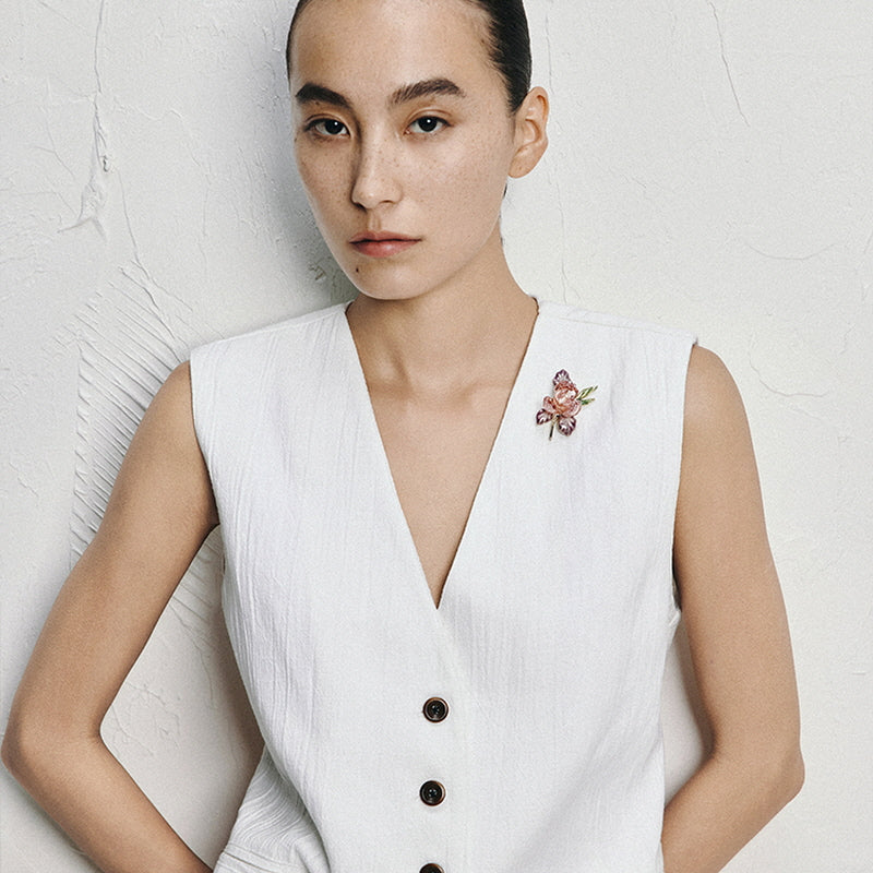 Crystal Petal Rose Brooch