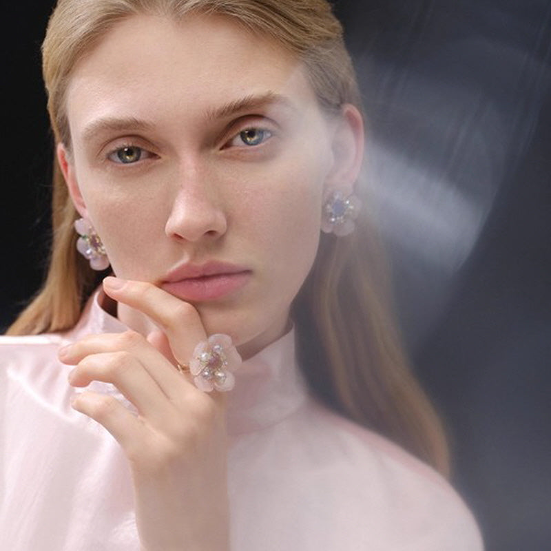 Blossom Glow Rosy Crystal Earrings