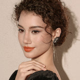 Noir Papillon Tassel Earrings