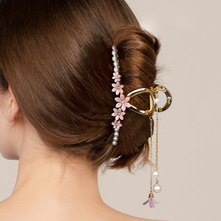 Pearl Tassel Lilac Hair Clip