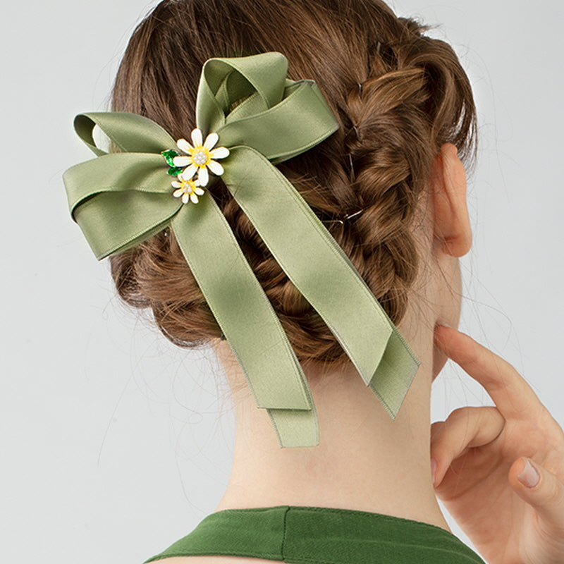 Daisy Flower Ribbon Hair Pin