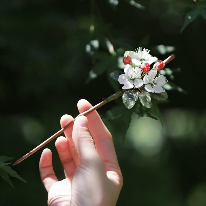 Blossoming Hawthorn & Bamboo Hair Stick