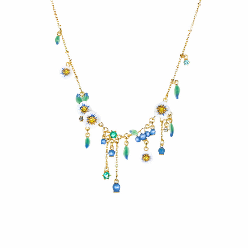 Blueberry Flower Tassel Necklace