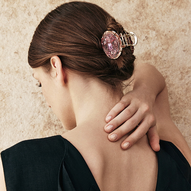 Crystal Petal Rose Claw Clip