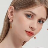 Peach & Blossom Unbalance Tassel Earrings