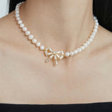 Avelisse Pearl Ribbon Necklace