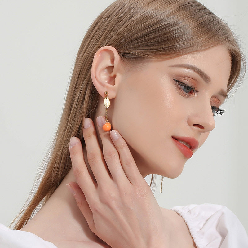 Orange & Blossom Unbalance Tassel Earrings